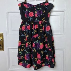 O'Neill Navy Petite Floral Strapless Dress